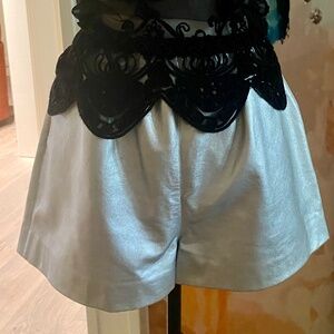 Silver Faux Leather Shorts by Gabrielle size L